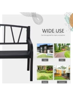 OutSunny 2-Seater Garden Bench Metal Loveseat With Decorative Backrest And Ergonomic Armrest -FurniHaven Shop VJO71 SQ5 0000000099 N A SLd1