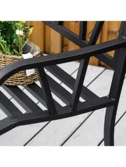 OutSunny 2-Seater Garden Bench Metal Loveseat With Decorative Backrest And Ergonomic Armrest -FurniHaven Shop VJO71 SQ6 0000000099 N A SLd2