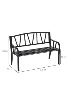 OutSunny 2-Seater Garden Bench Metal Loveseat With Decorative Backrest And Ergonomic Armrest -FurniHaven Shop VJO71 SQ7 0000000099 N A DGy