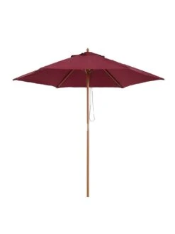 OutSunny 2.5m Wooden Garden Parasol Umbrella - Red Wine -FurniHaven Shop VJO78 SQ2 0000000099 N A SLf