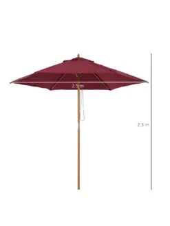 OutSunny 2.5m Wooden Garden Parasol Umbrella - Red Wine -FurniHaven Shop VJO78 SQ7 0000000099 N A DGy