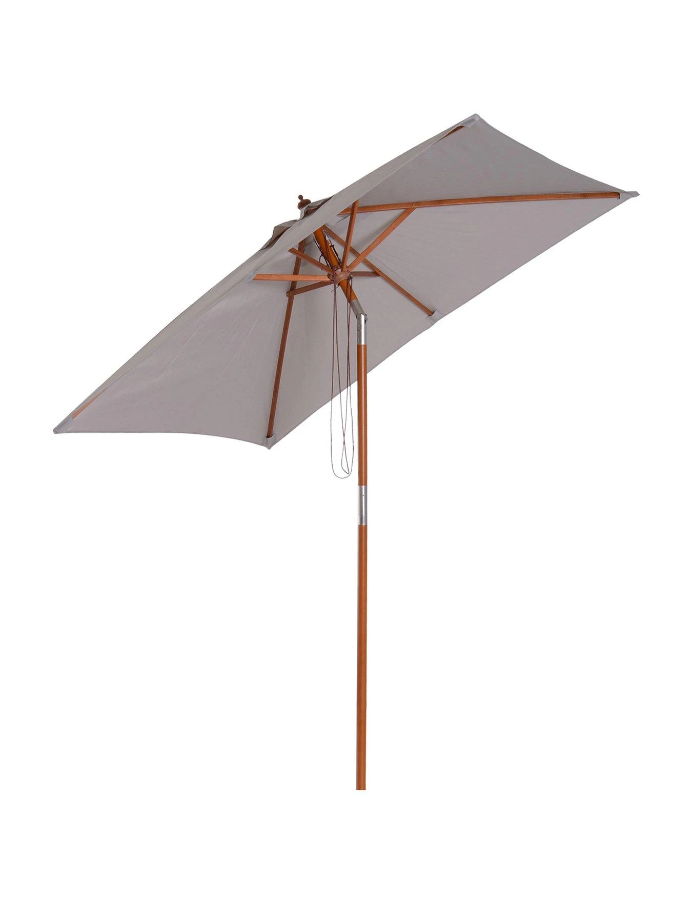 OutSunny Patio Umbrella Parasol, 6 Ribs, Wood, Bamboo, Polyester-Grey 4 OutSunny Patio Umbrella Parasol, 6 Ribs, Wood, Bamboo, Polyester-Grey - Image 2