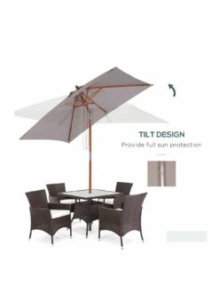 OutSunny Patio Umbrella Parasol, 6 Ribs, Wood, Bamboo, Polyester-Grey 11 OutSunny Patio Umbrella Parasol, 6 Ribs, Wood, Bamboo, Polyester-Grey -FurniHaven Shop VJO7A SQ3 0000000099 N A SLa