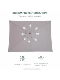 OutSunny Patio Umbrella Parasol, 6 Ribs, Wood, Bamboo, Polyester-Grey 12 OutSunny Patio Umbrella Parasol, 6 Ribs, Wood, Bamboo, Polyester-Grey -FurniHaven Shop VJO7A SQ4 0000000099 N A SLd