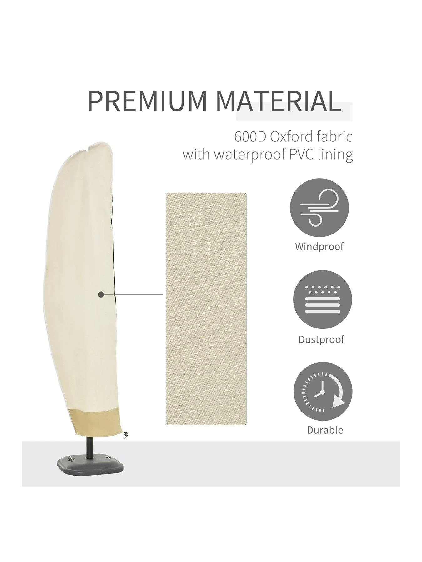 OutSunny Waterproof Parasol Cover Deluxe Patio Furniture Market Banana Umbrella Cantilever Protector Rain Dust Protective With Zip 5 OutSunny Waterproof Parasol Cover Deluxe Patio Furniture Market Banana Umbrella Cantilever Protector Rain Dust Protective With Zip - Image 3