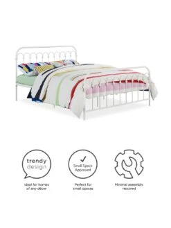 Novogratz Bright Pop Double Metal Bed Frame - White -FurniHaven Shop VJWQJ SQ6 0000000013 WHITE SLd2