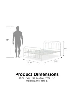 Novogratz Bright Pop Double Metal Bed Frame - White -FurniHaven Shop VJWQJ SQ7 0000000013 WHITE DGy