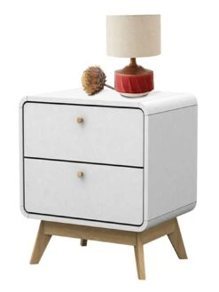 Dorel Home Cassie Bedside Table - White/Oak -FurniHaven Shop VJWQO SQ4 0000000010 WHITE OAK SLd