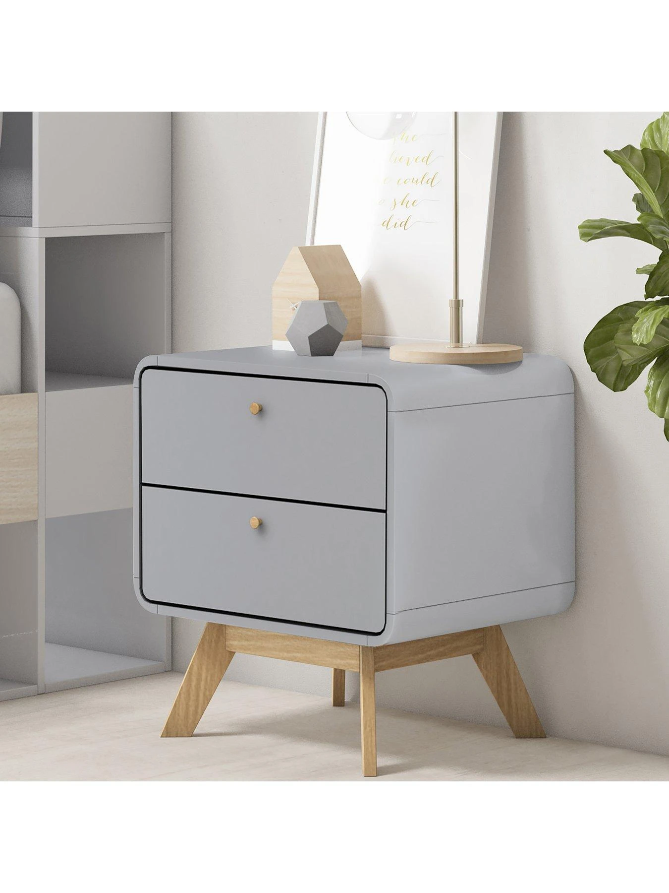 Dorel Home Cassie Bedside Table - Grey/Oak 3 Dorel Home Cassie Bedside Table - Grey/Oak