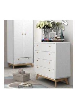 Dorel Home Cassie 4 Drawer Chest - White/Oak -FurniHaven Shop VJWQR SQ2 0000000010 WHITE OAK SLf