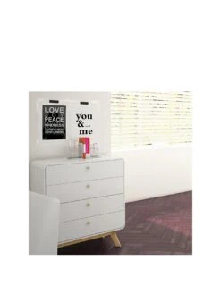 Dorel Home Cassie 4 Drawer Chest - White/Oak -FurniHaven Shop VJWQR SQ3 0000000010 WHITE OAK SLa