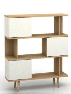Alandra Bookcase - White/Oak -FurniHaven Shop VKEE7 SQ4 0000000010 WHITE OAK SLd1