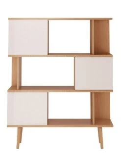 Alandra Bookcase - White/Oak -FurniHaven Shop VKEE7 SQ5 0000000010 WHITE OAK SLd2