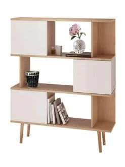 Alandra Bookcase - White/Oak -FurniHaven Shop VKEE7 SQ6 0000000010 WHITE OAK SLd3