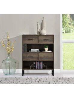 Candon Short Bookcase - Walnut -FurniHaven Shop VKEEP SQ3 0000000007 WALNUT SLd