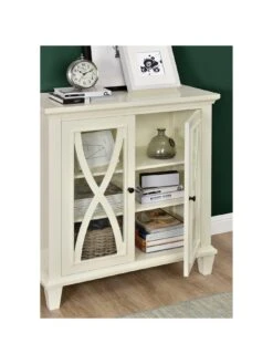 Ellington Double Glass Door Accent Cabinet - White -FurniHaven Shop VKEER SQ3 0000000013 WHITE SLd