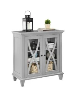Ellington Double Glass Door Accent Cabinet - Grey -FurniHaven Shop VKEES SQ2 0000000005 GREY SLf