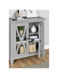 Ellington Double Glass Door Accent Cabinet - Grey -FurniHaven Shop VKEES SQ3 0000000005 GREY SLd