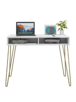 Novogratz Athena Desk - White -FurniHaven Shop VKEEU SQ2 0000000013 WHITE SLf