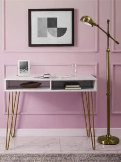 Novogratz Athena Desk - White -FurniHaven Shop VKEEU SQ4 0000000013 WHITE SLd1