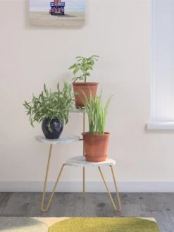 Novogratz Athena Plant Stand - White -FurniHaven Shop VKEEW SQ5 0000000013 WHITE SLd2