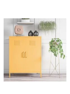 Novogratz Cache 2 Door Metal Locker Storage Cabinet -FurniHaven Shop VKEFO SQ2 0000000076 YELLOW SLf