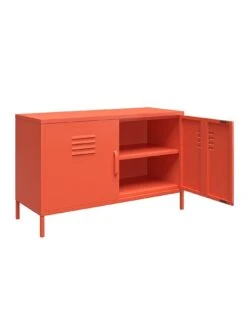 Novogratz Cache 2 Door Metal Locker Accent Cabinet - Orange -FurniHaven Shop VKEGT SQ4 0000000198 ORANGE SLd