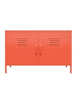 Novogratz Cache 2 Door Metal Locker Accent Cabinet - Orange -FurniHaven Shop VKEGT SQ6 0000000198 ORANGE SLd2