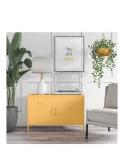 Novogratz Cache 2 Door Metal Locker Accent Cabinet - Yellow -FurniHaven Shop VKEGU SQ2 0000000076 YELLOW SLf