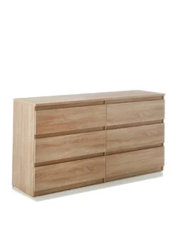 Everyday Lisson 6 Drawer Chest - Oak - FSC® Certified -FurniHaven Shop VKM0Z SQ3 0000000006 OAK SLa