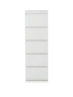 Everyday Lisson 5 Drawer Narrow Chest - White - FSC® Certified -FurniHaven Shop VKM14 SQ2 0000000013 WHITE SLf