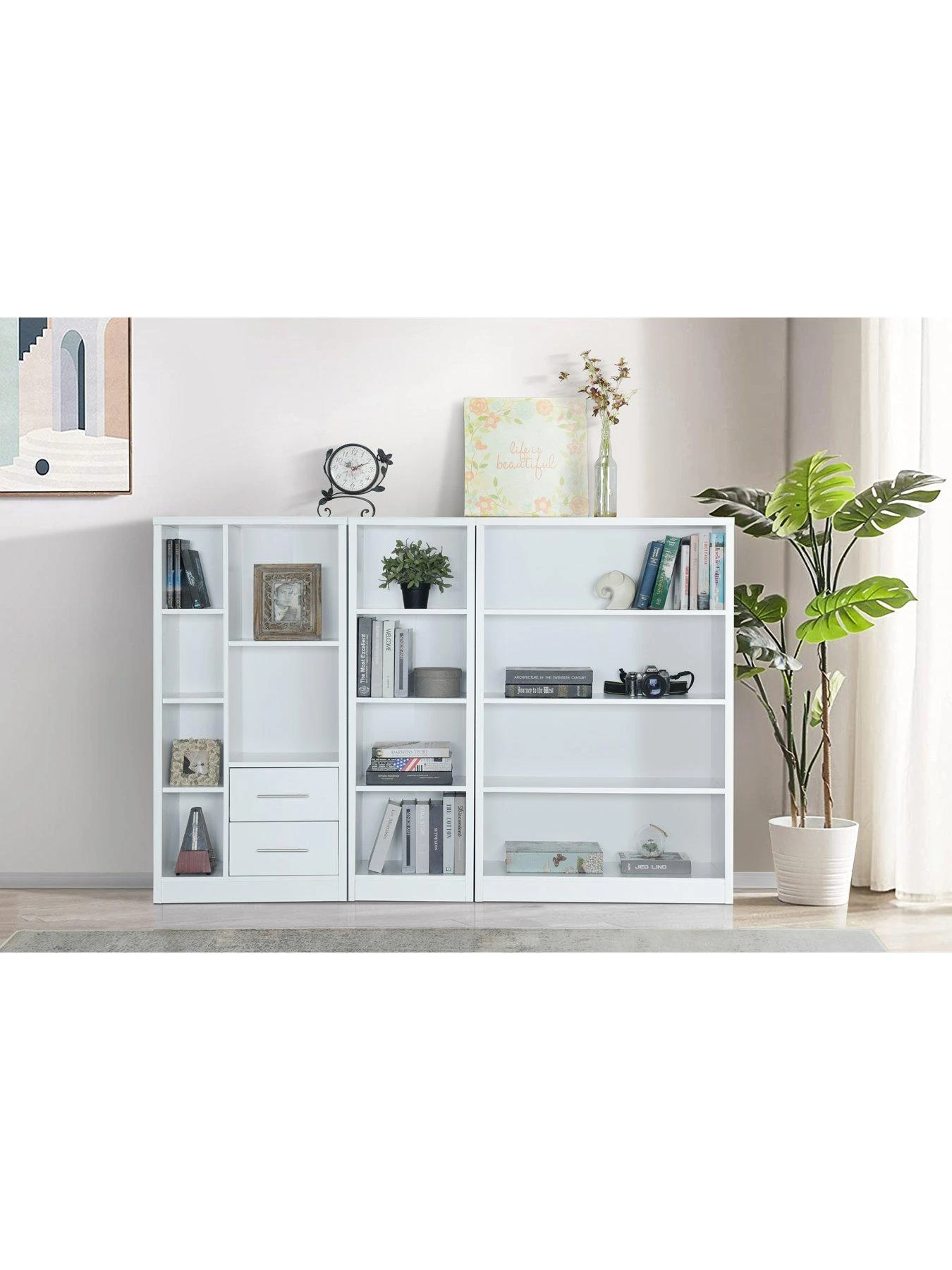 Everyday New Metro 3 Piece Storage Bookcase Package - White - FSC® Certified 3 Everyday New Metro 3 Piece Storage Bookcase Package - White - FSC® Certified