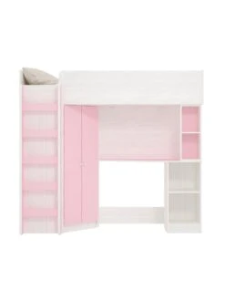 Very Home Miami Fresh High Sleeper Bed With Desk, Wardrobe, Shelves And Mattress Options (Buy And SAVE!) - Pink -FurniHaven Shop VLBX1 SQ4 0000000063 PINK SLd1