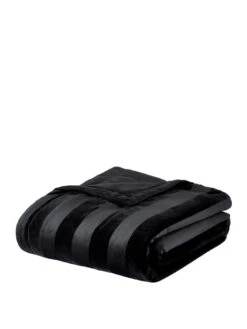 Style Sisters Velvet Stripe Bedspread Throw -FurniHaven Shop VLGBO SQ2 0000000004 BLACK SLf