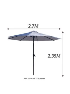 Glamhaus Solar LED Tilting Light Grey Garden Parasol Umbrella 2.7M With Crank Handle, UV40+ Protection, Includes Protection Cover - Robust Steel -FurniHaven Shop VLGG7 SQ3 0000000088 NO COLOR SLa