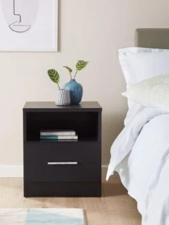 Everyday Panama 1 Drawer Bedside Cabinet - Black - FSC® Certified
