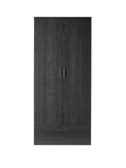 Everyday Panama 2 Door 1 Drawer Wardrobe - Black - FSC® Certified -FurniHaven Shop VLJPU SQ2 0000000004 BLACK SLf