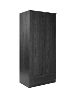Everyday Panama 2 Door 1 Drawer Wardrobe - Black - FSC® Certified -FurniHaven Shop VLJPU SQ3 0000000004 BLACK SLa
