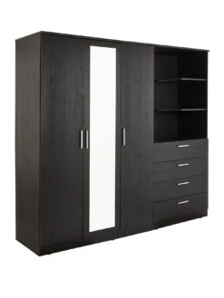 Everyday Panama 3 Door 4 Draw Combi Wardrobe - FSC® Certified -FurniHaven Shop VLJQ6 SQ3 0000000004 BLACK SLa