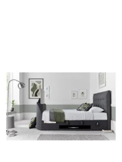 Lilly TV Ottoman Bed With Mattress Options (Buy And SAVE!) - Fits Up To 43 Inch TV -FurniHaven Shop VMI8N SQ2 0000000070 DARK GREY SLf