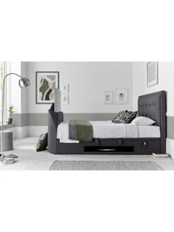 Lilly TV Ottoman Bed With Mattress Options (Buy And SAVE!) - Fits Up To 43 Inch TV -FurniHaven Shop VMI8N SQ5 0000000070 DARK GREY SLd1