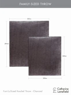 Catherine Lansfield Extra Large Raschel Family Velvet Touch Soft Cosy Throw - Charcoal -FurniHaven Shop VMRNV SQ4 0000000071 CHARCOAL SLd1