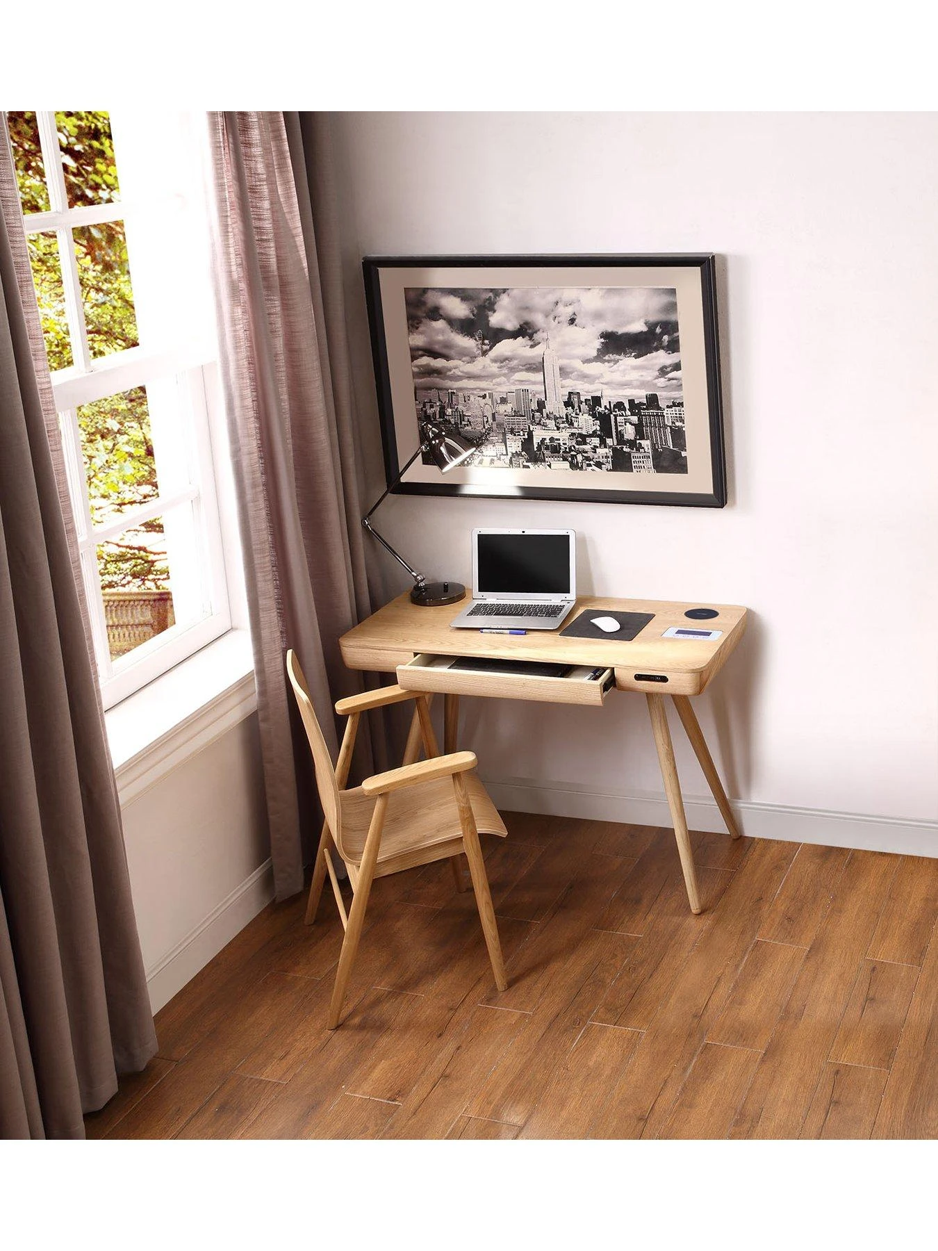 Jual San Francisco Smart Desk With Wireless Charging And Bluetooth Speakers - Oak 5 Jual San Francisco Smart Desk With Wireless Charging And Bluetooth Speakers - Oak - Image 3