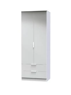 SWIFT Adair Ready Assembled 2 Door 2 Drawer Wardrobe -FurniHaven Shop VNOES SQ3 0000000563 GREY GLOSS SLa