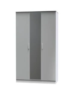 SWIFT Adair Ready Assembled 3 Door Mirrored Wardrobe -FurniHaven Shop VNOET SQ3 0000000563 GREY GLOSS SLa