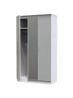 SWIFT Adair Ready Assembled 3 Door Mirrored Wardrobe -FurniHaven Shop VNOET SQ5 0000000563 GREY GLOSS SLd1