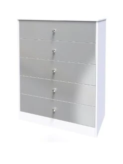 SWIFT Verity Ready Assembled 5 Drawer Chest -FurniHaven Shop VNOFB SQ3 0000000563 GREY GLOSS SLa