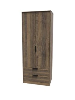 SWIFT Emerson Ready Assembled 2 Door 2 Drawer Wardrobe -FurniHaven Shop VNOFE SQ3 0000014817 VINTAGE OAK SLa