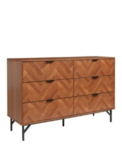 Lloyd Pascal Chevron 6 Drawer Chest With Metal Legs -FurniHaven Shop VNOFY SQ3 0000000143 BROWN SLa