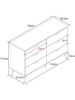 Lloyd Pascal Chevron 6 Drawer Chest With Metal Legs -FurniHaven Shop VNOFY SQ7 0000000143 BROWN DGy